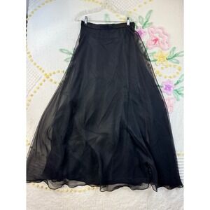 Vintage After Dark Black Sheer Overlay Maxi Skirt Size 9-10 Formal Evening Goth‎